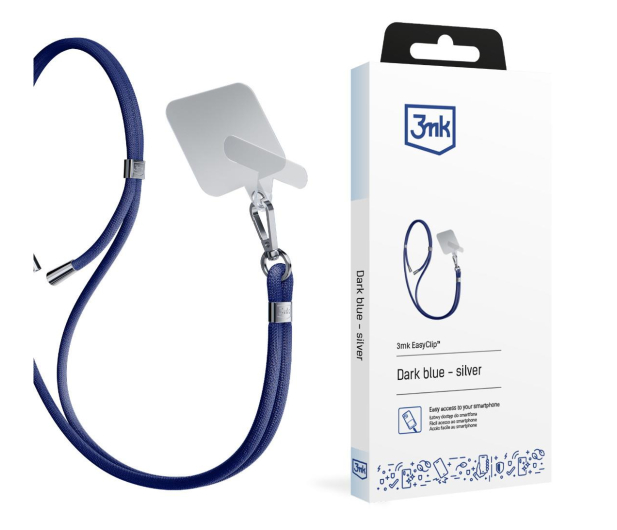 3mk Sznurek do Etui EasyClip Dark Blue (silver) - 1267324 - zdjęcie 2
